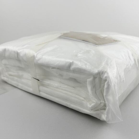 West Elm 400 Thread Count Sateen Sheet Set Queen White Cotton Wide Hem NWT - Picture 7 of 9